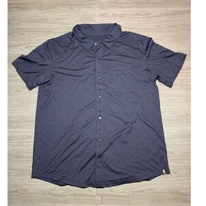 Smartwool Mens Merino Wool Blend Short Sleeve Button Down Shirt Navy Blue L